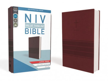 NIV, Value Thinline Bible, Large Print, Leathersoft, Burgundy, Comfort Print - Imitation Leather