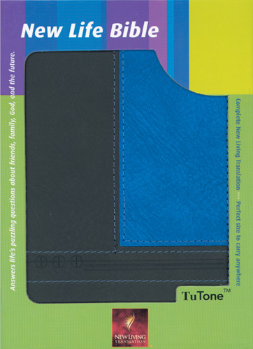 New Life Bible Compact Edition: NLT1, TuTone - LeatherLike Black/Blue With ribbon marker(s)