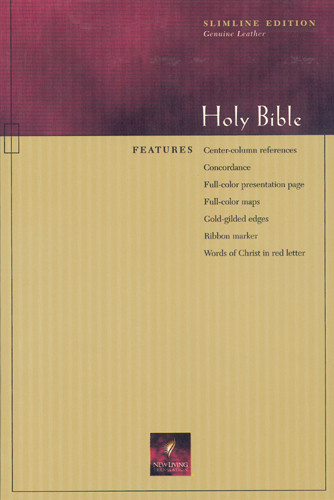 Slimline Reference Bible NLT1 - Genuine Leather Burgundy With ribbon marker(s)