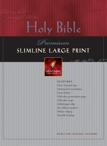 Premium Slimline Bible Large Print: NLT1 - Bonded Leather Burgundy