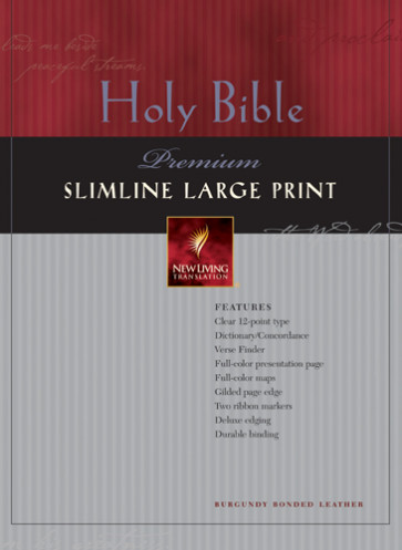 Premium Slimline Bible Large Print: NLT1 - Bonded Leather Burgundy With thumb index