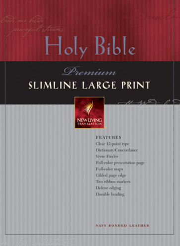 Premium Slimline Bible Large Print: NLT1 - Bonded Leather Navy