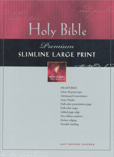 Premium Slimline Bible Large Print: NLT1 - Bonded Leather Navy With thumb index