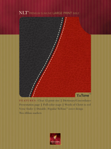 Premium Slimline Bible Large Print: NLT1, TuTone - Imitation Leather Black/Burgundy