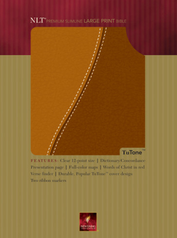 Premium Slimline Bible Large Print: NLT1, TuTone - Imitation Leather Brown/Tan