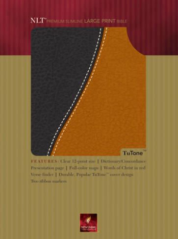 Premium Slimline Bible Large Print: NLT1, TuTone - Imitation Leather Black/Tan