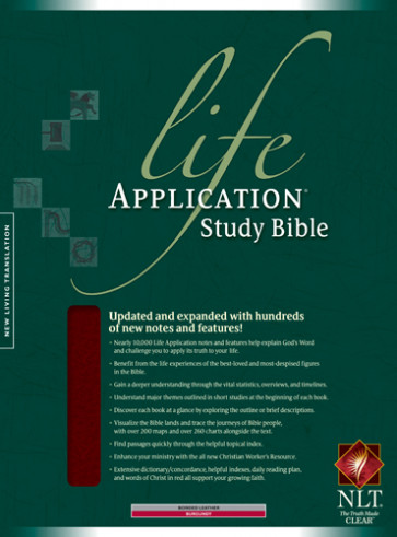Life Application Study Bible NLT - Bonded Leather Burgundy With thumb index and ribbon marker(s)