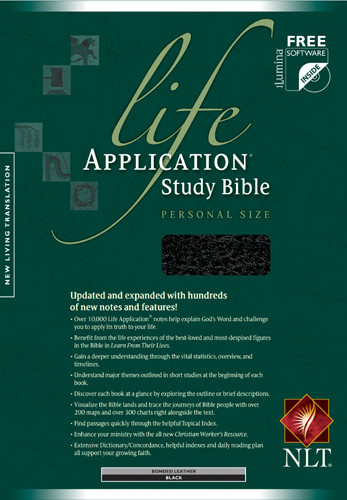 Life Application Study Bible NLT, Personal Size - Bonded Leather Black With ribbon marker(s)