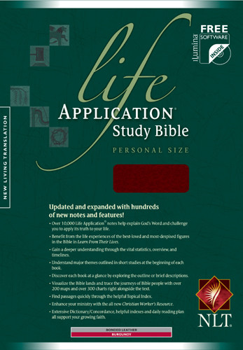 Life Application Study Bible NLT, Personal Size - Bonded Leather Burgundy With ribbon marker(s)