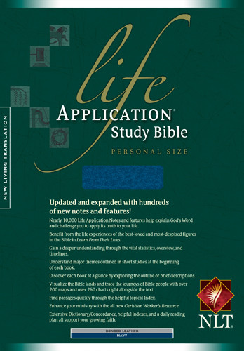 Life Application Study Bible NLT, Personal Size - Bonded Leather Navy With ribbon marker(s)