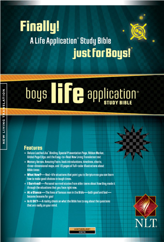 Boys Life Application Study Bible NLT - LeatherLike Onyx With ribbon marker(s)