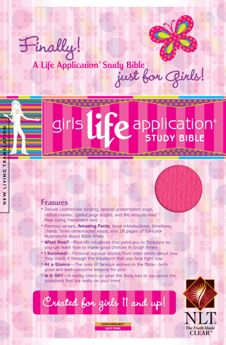 Girls Life Application Study Bible NLT - LeatherLike Hot Pink With ribbon marker(s)