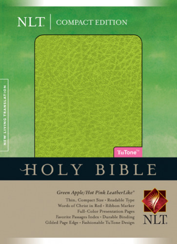 Compact Edition Bible NLT, TuTone - LeatherLike Green Apple/Hot Pink With ribbon marker(s)