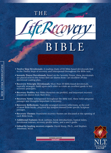The Life Recovery Bible NLT - Bonded Leather Burgundy