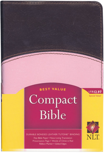 Compact Edition Bible NLT, TuTone - Bonded Leather Brown/Pink