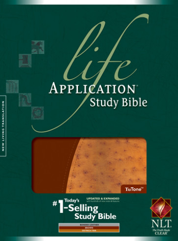 Life Application Study Bible NLT, TuTone - Bonded Leather Brown/Ostrich Tan With ribbon marker(s)