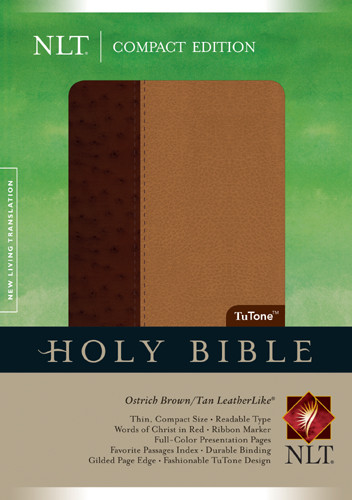 Compact Edition Bible NLT, TuTone - LeatherLike Ostrich Brown/Tan