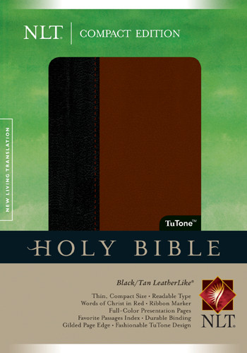 Compact Edition Bible NLT, TuTone - LeatherLike Black/Tan