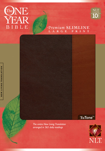 The One Year Bible NIV, Premium Slimline Large Print edition, TuTone - Bonded Leather Brown/Tan