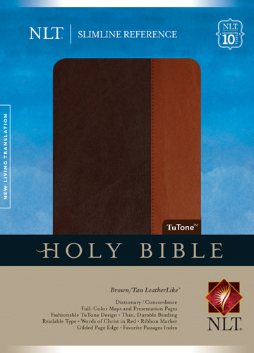 Slimline Reference Bible NLT, TuTone - LeatherLike Brown/Tan