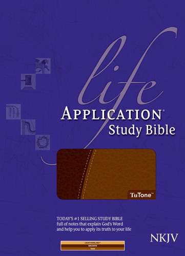 Life Application Study Bible NKJV, TuTone - LeatherLike Brown/Tan