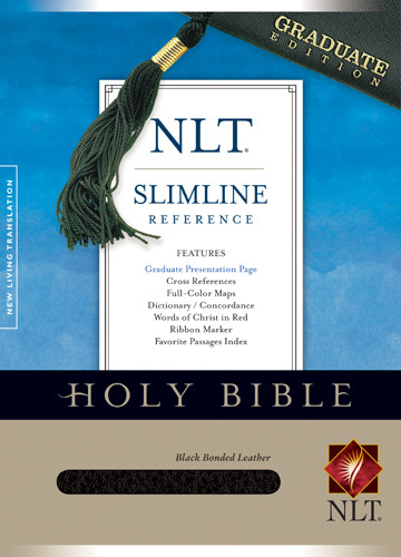 Slimline Reference Bible NLT - Bonded Leather Black With ribbon marker(s)