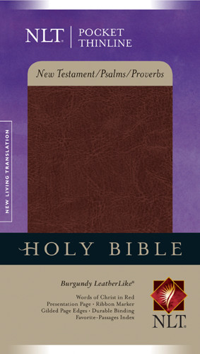 Pocket Thinline New Testament with Psalms & Proverbs NLT - LeatherLike Burgundy With ribbon marker(s)