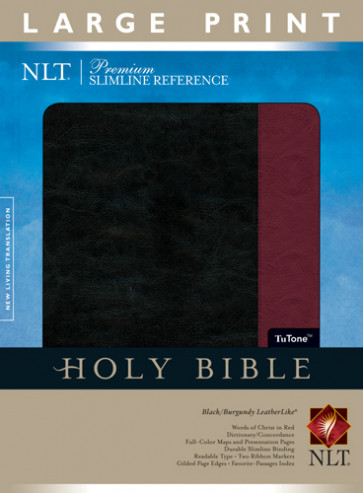 Premium Slimline Reference Bible NLT, Large Print, TuTone - LeatherLike Black/Burgundy With ribbon marker(s)