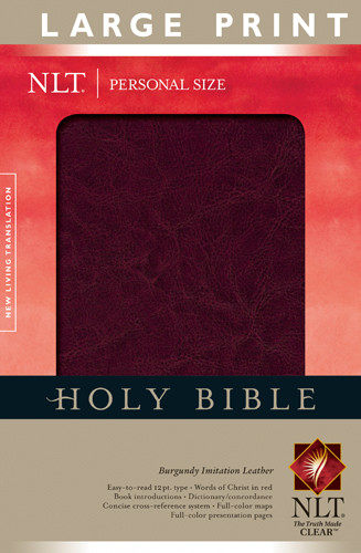 Personal Size NLT, Large Print - Imitation Leather, Burgundy/maroon