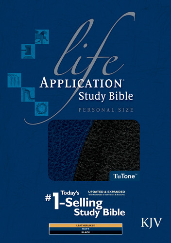 Life Application Study Bible KJV, Personal Size, TuTone - LeatherLike Navy/Black TuTone Black