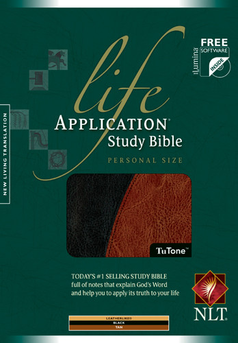 Life Application Study Bible NLT, Personal Size, TuTone - LeatherLike Black/Tan With ribbon marker(s)