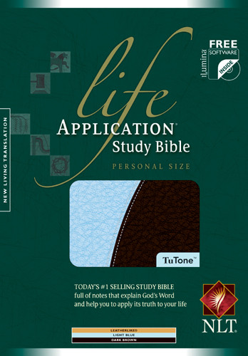 Life Application Study Bible NLT, Personal Size, TuTone - LeatherLike Light Blue/Dark Brown With ribbon marker(s)