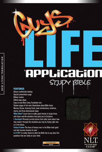 Guys Life Application Study Bible NLT - LeatherLike Onyx With ribbon marker(s)