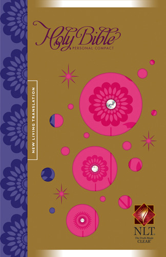 Holy Bible, Personal Compact Edition NLT, TuTone - LeatherLike Plum/Pink Flowers TuTone With ribbon marker(s)