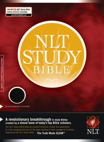 NLT Study Bible - Leather / fine binding Black With printed dust jacket and ribbon marker(s)