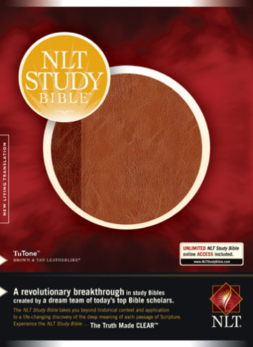 NLT Study Bible, TuTone - LeatherLike Brown/Tan With printed dust jacket and thumb index