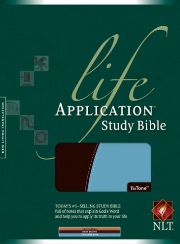 Life Application Study Bible NLT, TuTone - LeatherLike Dark Brown/Twilight Blue TuTone