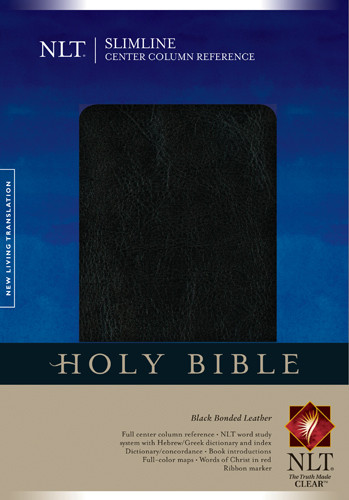 Slimline Center Column Reference Bible NLT - Bonded Leather, Black With thumb index