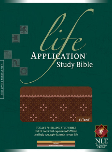Life Application Study Bible NLT, TuTone - LeatherLike Brown/Embellished Coral TuTone With thumb index and ribbon marker(s)