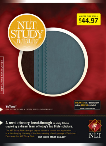 NLT Study Bible, TuTone - LeatherLike Chocolate/Dusty Blue TuTone