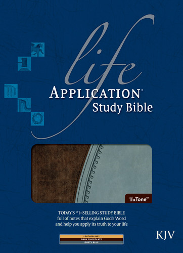 Life Application Study Bible KJV, TuTone - LeatherLike Dark Chocolate/Dusty Blue TuTone Blue