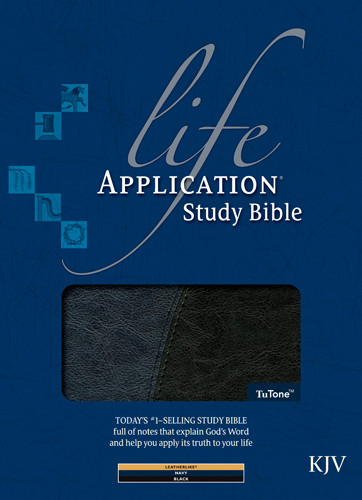 Life Application Study Bible KJV, TuTone - LeatherLike Navy/Black TuTone With thumb index