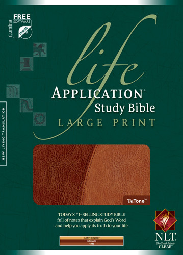 Life Application Study Bible NLT, Large Print, TuTone - LeatherLike Brown/Tan TuTone Brown With thumb index