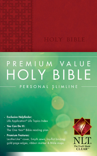 Premium Value Personal Slimline Bible NLT - LeatherLike Red With ribbon marker(s)