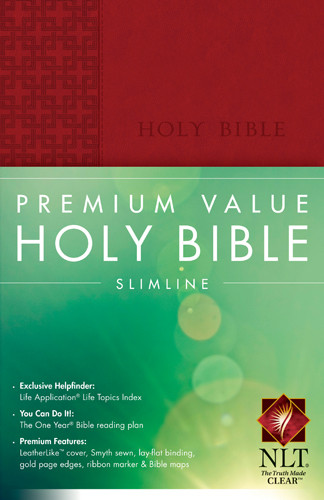 Premium Value Slimline Bible NLT - LeatherLike Red With ribbon marker(s)