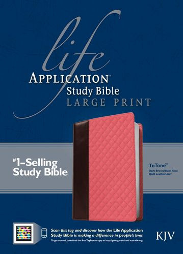 Life Application Study Bible KJV, Large Print, TuTone - LeatherLike Dark Brown/Blush Rose Quilt TuTone/Multicolor With ribbon marker(s)