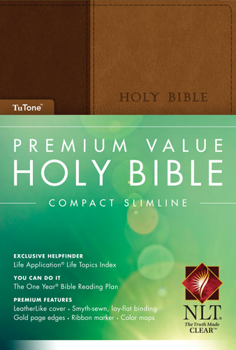 Premium Value Compact Slimline Bible NLT, TuTone - LeatherLike With ribbon marker(s)