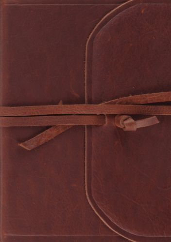 ESV Single Column Journaling Bible, Large Print (Natural Leather, Brown, Flap with Strap) - Genuine Leather With ribbon marker(s)