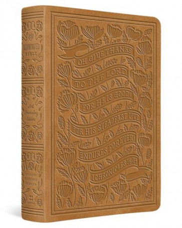 ESV Illuminated™ Bible, Art Journaling Edition (TruTone, Nubuck Caramel, 1 Chronicles 16:34 Design) - Imitation Leather With ribbon marker(s)