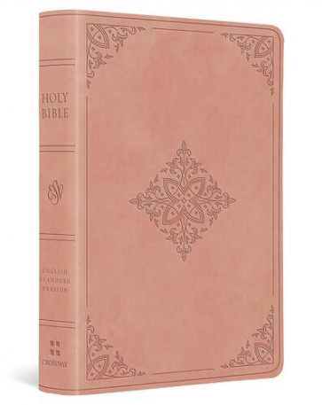 ESV Large Print Value Compact Bible (TruTone, Blush Rose, Fleur-de-lis Design) - Imitation Leather